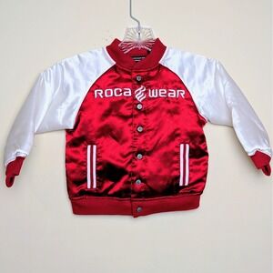Vintage Roca Wear Satin Bomber Jacket Stadium Y2K Toddler Size 24 Months